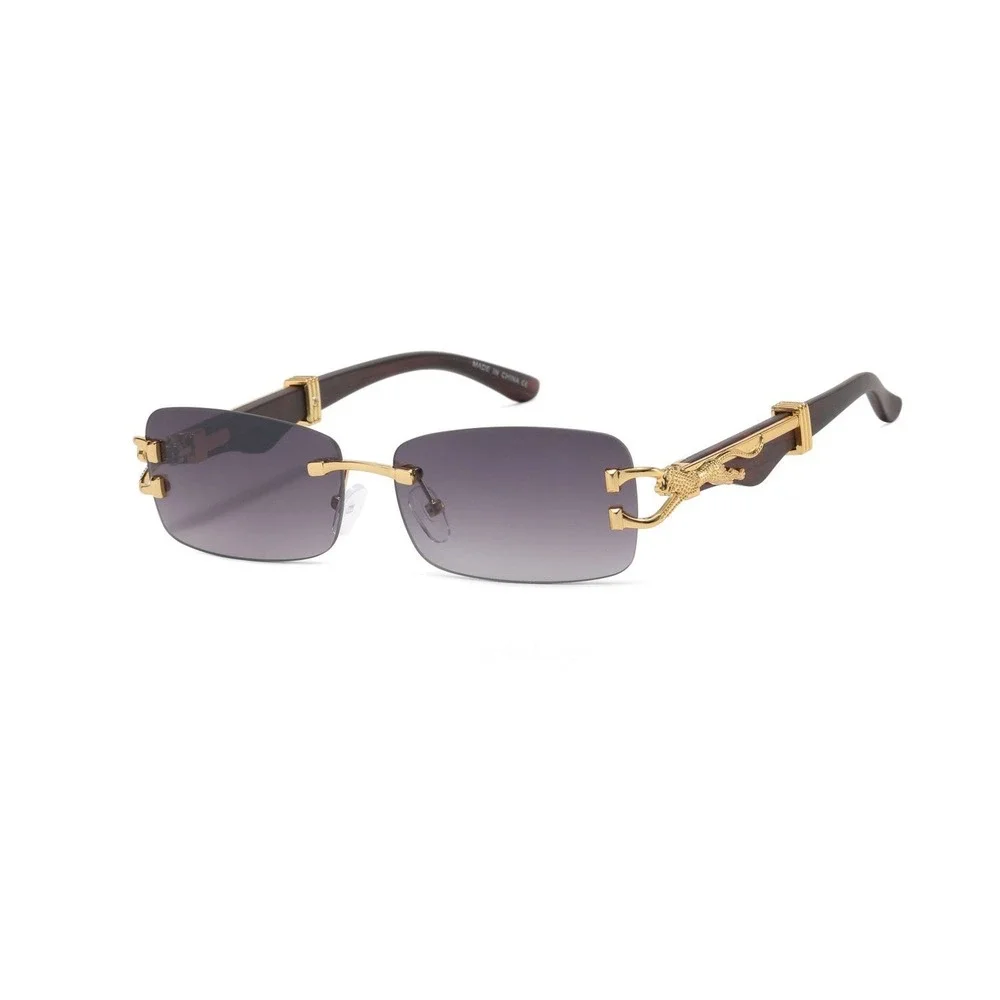 Men Sunglasses Vintage Aesthetic Sleek Black Lens Small Shades Executive Eyewear